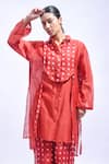 JAYATI GOENKA_Red Chanderi Silk Zari, Embroidery Vermilion Geometry Kurta With Pant _at_Aza_Fashions