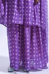 JAYATI GOENKA_Purple Chanderi , Embroidery, Violet Smocked Block Kurta Skirt Set _Online_at_Aza_Fashions