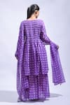 Shop_JAYATI GOENKA_Purple Chanderi , Embroidery, Violet Smocked Block Kurta Skirt Set _at_Aza_Fashions