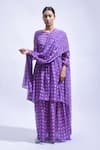 Buy_JAYATI GOENKA_Purple Chanderi , Embroidery, Violet Smocked Block Kurta Skirt Set _at_Aza_Fashions