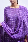 JAYATI GOENKA_Purple Chanderi , Embroidery, Violet Smocked Block Kurta Skirt Set _at_Aza_Fashions