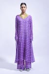 JAYATI GOENKA Purple Chanderi Silk Embroidery, Zari V-, Halter Kurta And Pant Set Online at Aza Fashions JAYATI GOENKA_Purple Chanderi Silk Embroidery, Zari V-, Halter Kurta And Pant Set _Online_at_Aza_Fashions