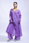 Buy JAYATI GOENKA Purple Chanderi Silk Embroidery, Zari V-, Halter Kurta And Pant Set at Aza Fashions Buy_JAYATI GOENKA_Purple Chanderi Silk Embroidery, Zari V-, Halter Kurta And Pant Set _at_Aza_Fashions