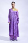 Buy JAYATI GOENKA Purple Chanderi Silk Embroidery, Zari V-, Halter Kurta And Pant Set Buy_JAYATI GOENKA_Purple Chanderi Silk Embroidery, Zari V-, Halter Kurta And Pant Set