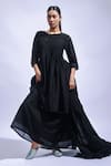 Buy_JAYATI GOENKA_Black Chanderi Silk Zari Round Neck Noir Rhythm Skirt Set _Online_at_Aza_Fashions