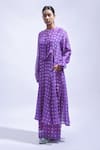 Shop_JAYATI GOENKA_Purple Chanderi Silk Mandarin Collar Printed Kurta And Pant Set _Online_at_Aza_Fashions