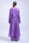 Shop_JAYATI GOENKA_Purple Chanderi Silk Mandarin Collar Printed Kurta And Pant Set _at_Aza_Fashions
