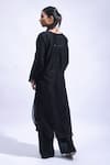 Shop_JAYATI GOENKA_Black Chanderi Silk Embroidery, Metallic Thread Round Neck Kurta And Pant Set _Online_at_Aza_Fashions