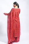 Shop_JAYATI GOENKA_Red Chanderi Silk Smocking Round Neck Block Printed Kurta Set _at_Aza_Fashions