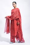Buy_JAYATI GOENKA_Red Chanderi Silk Smocking Round Neck Block Printed Kurta Set _Online_at_Aza_Fashions
