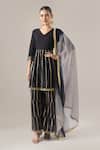 Buy Naintara Bajaj Black Cotton Gota Patti V-neck Work Peplum Kurta And Tiered Sharara Set at Aza Fashions Buy_Naintara Bajaj_Black Cotton Gota Patti V-neck Work Peplum Kurta And Tiered Sharara Set _at_Aza_Fashions