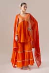 Buy Naintara Bajaj Orange Cotton Gota Patti V-neck Work Kurta Sharara Set at Aza Fashions Buy_Naintara Bajaj_Orange Cotton Gota Patti V-neck Work Kurta Sharara Set _at_Aza_Fashions
