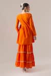 Shop Naintara Bajaj Orange Cotton Gota Patti V-neck Work Kurta Sharara Set at Aza Fashions Shop_Naintara Bajaj_Orange Cotton Gota Patti V-neck Work Kurta Sharara Set _at_Aza_Fashions