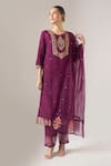 Buy Naintara Bajaj Purple Silk Embroidery, Sequins Round Neck Kurta Set With Dupatta at Aza Fashions Buy_Naintara Bajaj_Purple Silk Embroidery, Sequins Round Neck Kurta Set With Dupatta _at_Aza_Fashions