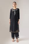 Buy Naintara Bajaj Black Cotton, Net, Organza Embroidery, Lace, Piping Round Neck Kurta Set Online at Aza Fashions Buy_Naintara Bajaj_Black Cotton, Net, Organza Embroidery, Lace, Piping Round Neck Kurta Set _Online_at_Aza_Fashions