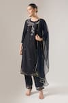 Buy Naintara Bajaj Black Cotton, Net, Organza Embroidery, Lace, Piping Round Neck Kurta Set Buy_Naintara Bajaj_Black Cotton, Net, Organza Embroidery, Lace, Piping Round Neck Kurta Set