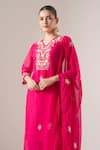 Buy Naintara Bajaj Pink Organza Embroidery V-neck Kurta Set Online at Aza Fashions Buy_Naintara Bajaj_Pink Organza Embroidery V-neck Kurta Set _Online_at_Aza_Fashions