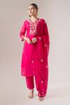 Naintara Bajaj Pink Organza Embroidery V-neck Kurta Set at Aza Fashions Naintara Bajaj_Pink Organza Embroidery V-neck Kurta Set _at_Aza_Fashions