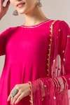 Naintara Bajaj Pink Cotton, Net Gota Patti, Sequins Boat Neck Gotapatti Work Anarkali Set Online at Aza Fashions Naintara Bajaj_Pink Cotton, Net Gota Patti, Sequins Boat Neck Gotapatti Work Anarkali Set _Online_at_Aza_Fashions