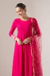 Shop Naintara Bajaj Pink Cotton, Net Gota Patti, Sequins Boat Neck Gotapatti Work Anarkali Set Online at Aza Fashions Shop_Naintara Bajaj_Pink Cotton, Net Gota Patti, Sequins Boat Neck Gotapatti Work Anarkali Set _Online_at_Aza_Fashions