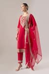 Shop Naintara Bajaj Red Silk, Organza, Net Embroidery, Tassels, And Thread Kurta Pant Dupatta Set Online at Aza Fashions Shop_Naintara Bajaj_Red Silk, Organza, Net Embroidery, Tassels, And Thread Kurta Pant Dupatta Set _Online_at_Aza_Fashions