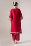 Shop Naintara Bajaj Red Silk, Organza, Net Embroidery, Tassels, And Thread Kurta Pant Dupatta Set at Aza Fashions Shop_Naintara Bajaj_Red Silk, Organza, Net Embroidery, Tassels, And Thread Kurta Pant Dupatta Set _at_Aza_Fashions