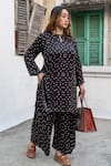Buy_Prahnaaya_Black Satin, Modal Keyhole Neck Ajrakh Bandhej Print Tunic And Dhoti Skirt Set _Online_at_Aza_Fashions