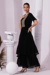 Shop_Preeti Mehta_Black Tissue, Satin Beads, Embroidery Round Neck Metallic Kurta Set _Online_at_Aza_Fashions