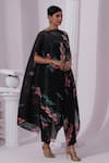 Buy_Preeti Mehta_Black Chiffon, Lurex Embroidery, Sequins Wildflower Muse Jet Kaftan And Pant Set _Online_at_Aza_Fashions