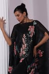 Preeti Mehta_Black Chiffon, Lurex Embroidery, Sequins Wildflower Muse Jet Kaftan And Pant Set _at_Aza_Fashions