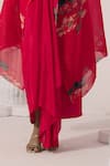 Preeti Mehta_Pink Chiffon, Lurex, Wildflower Muse Cherry Red Kaftan And Dhoti Skirt Set _Online_at_Aza_Fashions