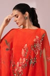 Buy_Preeti Mehta_Orange Chiffon, Lurex, Viscose, Wildflower Muse Red Kaftan And Dhoti Skirt Set _Online_at_Aza_Fashions