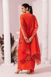 Shop_Preeti Mehta_Orange Chiffon, Lurex, Viscose, Wildflower Muse Red Kaftan And Dhoti Skirt Set _at_Aza_Fashions