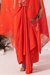 Buy_Preeti Mehta_Orange Chiffon, Lurex, Viscose, Wildflower Muse Red Kaftan And Dhoti Skirt Set 