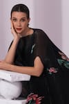 Preeti Mehta Black Chiffon, Lurex, Polyester, Wildflower Muse Jet Kaftan And Dhoti Skirt Set at Aza Fashions Preeti Mehta_Black Chiffon, Lurex, Polyester, Wildflower Muse Jet Kaftan And Dhoti Skirt Set _at_Aza_Fashions