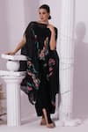 Buy Preeti Mehta Black Chiffon, Lurex, Polyester, Wildflower Muse Jet Kaftan And Dhoti Skirt Set Buy_Preeti Mehta_Black Chiffon, Lurex, Polyester, Wildflower Muse Jet Kaftan And Dhoti Skirt Set