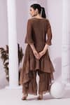 Shop_Preeti Mehta_Brown Tissue, Satin Embroidery, Beads, Metallic Chestnut Kurta With Sharara _at_Aza_Fashions