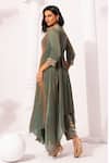 Buy_Preeti Mehta_Green Tissue, Satin Beads, Stones Boat Metallic Moss Draped Kurta And Pant Set _Online_at_Aza_Fashions