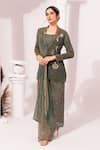 Shop_Preeti Mehta_Green Tissue, Satin Beads, Stones, Metallic Thread, Moss Regal Jacket Skirt Set _Online_at_Aza_Fashions