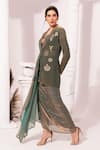 Preeti Mehta_Green Tissue, Satin Beads, Stones, Metallic Thread, Moss Regal Jacket Skirt Set _at_Aza_Fashions