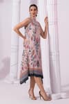 Buy_Preeti Mehta_Cream Viscose Georgette, Polyester Embroidery, Sequins Checks And Whimsy Dress _Online_at_Aza_Fashions