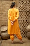 Shop_Vaani Beswal_Yellow Handloom Cotton Fabric Bagh Applique Floral Kurta And Barrel Pant Set _at_Aza_Fashions