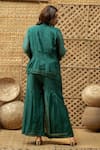 Shop_Vaani Beswal_Green Chanderi Embroidery, Beads Mandarin Bhumi Button-down Top And Palazzo Set _at_Aza_Fashions