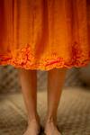 Vaani Beswal Orange Chanderi Beads, Cut Work Round Neck, Split Veda Applique And Flounce Dress Online at Aza Fashions Vaani Beswal_Orange Chanderi Beads, Cut Work Round Neck, Split Veda Applique And Flounce Dress _Online_at_Aza_Fashions