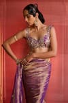 Zoon_Purple Tissue, Silk, Satin Embroidery, Sequins, Aari Work Saree With Blouse _Online_at_Aza_Fashions