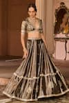 Shop_Zoon_Gold Tissue, Silk Organza Embroidery, Sequins, Aari Work Lehenga Blouse Set _Online_at_Aza_Fashions