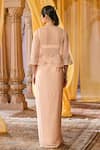 Shop_Zoon_Peach Net, Satin Sequins, Embroidery Open Neck, Scoop Aari Jacket Skirt Set _at_Aza_Fashions