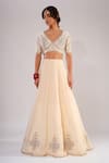 Kalakari By Akanksha_Cream , Chanderi, Organza Embroidery, Sitabo Machine Lehenga Set _Online_at_Aza_Fashions
