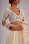Buy_Kalakari By Akanksha_Cream , Chanderi, Organza Embroidery, Sitabo Machine Lehenga Set _Online_at_Aza_Fashions