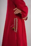 Kalakari By Akanksha_Red Chanderi , Organza Embroidery, Piping, Zari Gulabo Kurta Set _at_Aza_Fashions